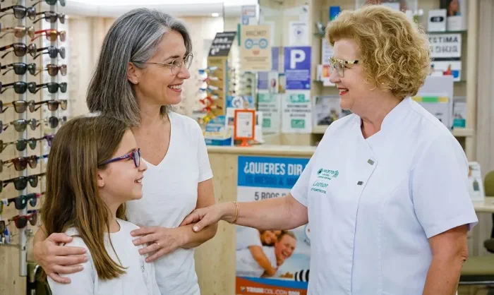 Leonor atendiendo a una clienta y su hija en el Centro Fausto Andalucía